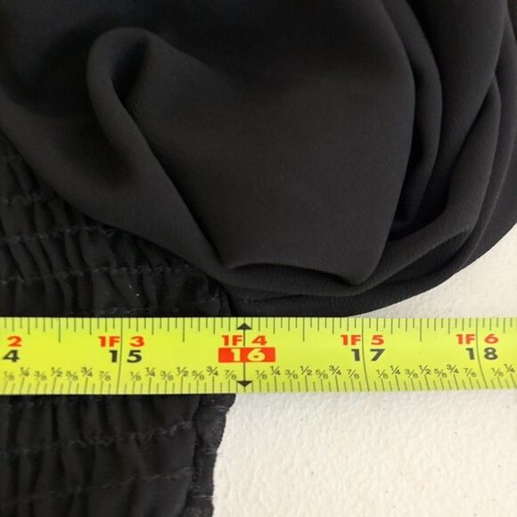 A'Gaci Blouse Women's Medium Sheer Black Cropped Smocked Long Sleeve Top - Picture 8 of 8